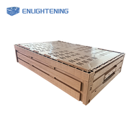 Caisse pliable en plastique à grain de bois, ventilée, panier de rangement pliable, empilable, boîte de livraison de fruits frais