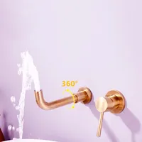 Robinet mélangeur mural pour lavabo en or rose
