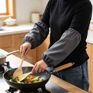 Manchons de protection élégants côtelés imperméables et anti-poussière avec poignets élastiques pour femmes, idéaux pour la cuisine, les restaurants, les chefs, le jardinage et la poterie - Product Image 4