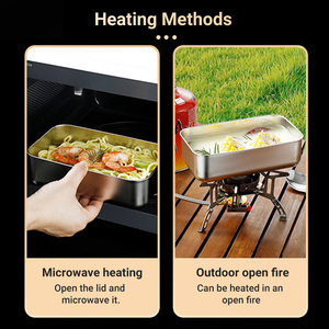 Bền vững Nhật Bản Bento hộp mùi Stain <span class=keywords><strong>container</strong></span> với có thể tháo rời Divider thép không gỉ Hộp Ăn Trưa lò vi sóng-an toàn hai lớp - Product Image 5