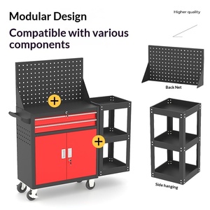 Chariot à outils robuste pour réparation automobile avec filet arrière épaissi et étagère latérale, multi-tiroirs, capacité de charge 300 kg, verrouillage à clé, 1180x965x330mm - Product Image 4
