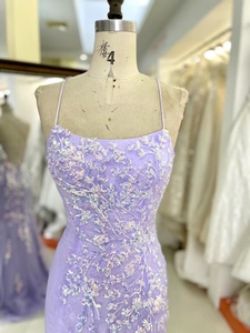 <span class=keywords><strong>ชุด</strong></span><span class=keywords><strong>ราตรี</strong></span>ทรงเมอร์เมดปักลายลูกไม้ 3 มิติ สีม่วงไลแลค แขนกุด ผูกเชือกด้านหลัง ผ่าสูง ทรงเข้ารูป สำหรับงานพรอม ต้อนรับปีใหม่ 2026 - Product Image 4