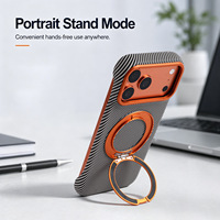 Étui de téléphone magnétique haut de gamme avec support rotatif à 360° et cadre de protection pour appareil photo en fibre texturée pour iPhone 18 Pro