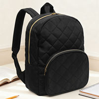 Sac à dos matelassé léger effet diamant avec bretelles rembourrées pour femmes, étudiantes, retour à l'école, voyage, sac de jour avec plusieurs poches
