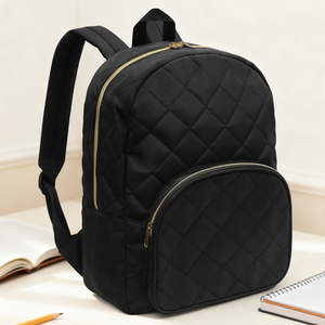 Sac à dos matelassé léger effet diamant avec bretelles rembourrées pour femmes, étudiantes, retour à l'école, voyage, sac de jour avec plusieurs poches - Product Image 1