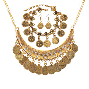 Gypsy <strong>Costume</strong> Accessories Ethnic <strong>Indian</strong> <strong>Jewelry</strong> Sets Boho Dress Gold Coin Necklace and Earrings Set for Women Trendy 2025 - Product Image 1
