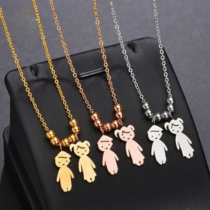 אישית נירוסטה בן בת תאומים תליון ילדי שרשרת קסם שרשרת אמא מתנת יום שרשרת - Product Image 1