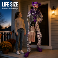 Clown d'Halloween grandeur nature, accessoires animés, corps mobile, animatronique, décoration de maison hantée, décoration de jardin, extérieur, OEM, sur mesure, vente en gros