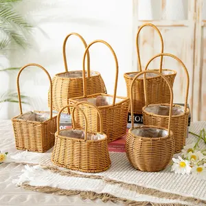 Hot Selling Flower Ostereier Obst Lagerung Hochzeits dekoration Woven Wicker Geschenk Flower Girl Körbe