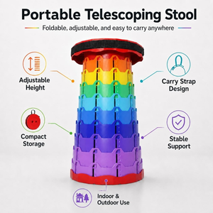 Custom OEM <strong>Folding</strong> <strong>Stool</strong> <strong>Portable</strong> Telescopic Height Adjustable Retractable Collapsible <strong>Stool</strong> for Camping Fishing Beach Wholesale - Product Image 3