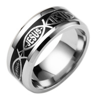 FancyDay Jésus Mode Bijoux Anneaux Bijoux Religieux Pâques De Noël En Acier Inoxydable Plaqué Or Lettres Anneau pour Hommes