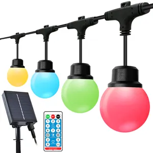 Guirnalda de luces LED OEM para acampar, 32 pies, 10 bombillas, RGB, blanco, Patio, jardín, boda, DJ, fiesta, luces solares, impermeable para exteriores