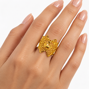 Bague de cocktail papillon dorée avec sertissage pavé, style glamour pour femme, bijoux de fête - Product Image 5