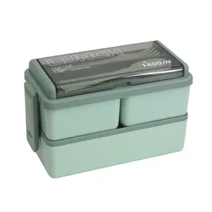 2 Schichten Auslaufs ichere Bento-Brotdose Aufbewahrung behälter für Lebensmittel mit Löffel und Gabel für Erwachsene Frauen Männer Kinder PP-Bento-Box in Lebensmittel qualität