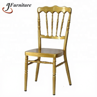 Chaises Napoléon modernes en aluminium doré pour hôtels et événements, avec coussin moelleux, prix d'usine
