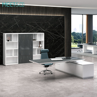Bureau futuriste Bureau électrique à hauteur réglable Mobilier de bureau exécutif moderne en forme de L Travail à domicile