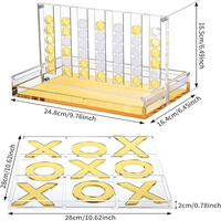 Jeu de Tic Tac Toe et 4 en ligne en acrylique - Jeux de société de stratégie classiques pour la famille, décoration de table basse, jeu familial