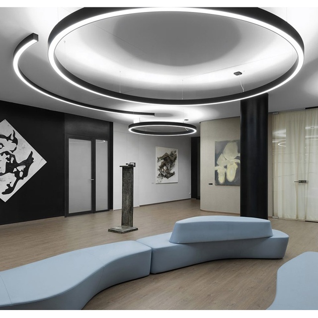 Modern Ring Led Pendant Lamps Gold Black Minimalist Chandelier for Dining Living Room Center Table Lighting