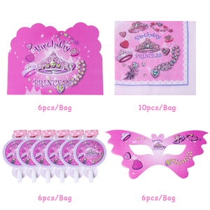 Venta al por mayor de suministros para fiestas infantiles platos y vasos de papel servilletas corona Rosa decoración de fiesta de cumpleaños juegos de vajilla de fiesta desechables - Product Image 4