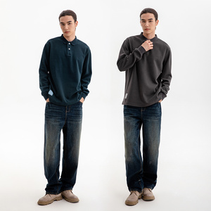 <span class=keywords><strong>Polo</strong></span> maschile a maniche lunghe in <span class=keywords><strong>cotone</strong></span> tinta unita Europa e Stati Uniti - Product Image 2