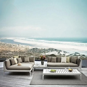 En forme de L villa balcnoy <span class=keywords><strong>salon</strong></span> extérieur et <span class=keywords><strong>table</strong></span> basse en rotin <span class=keywords><strong>coin</strong></span> canapé en rotin ensemble de meubles modernes - Product Image 1
