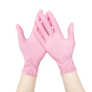 Anti-slip Nitrile Gloves Waterproof Finger Texture Gloves Touch Screen Disposable Powder Free Pink Nitrile Gloves For Industrial