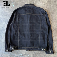 LARSUR Veste de camionneur en jean à fermoir pour pompier, lavage lourd, mouche à boutons, crochet pour pont citerne Veste en jean pour pompier