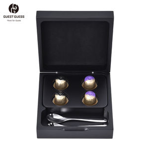 Laque de haute qualité personnalisée OEM Finition noire mate Matériau Mdf Taille compacte 2 compartiments Boîte de rangement pour capsules de café d'hôtel - Product Image 1