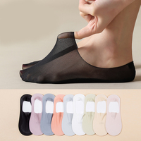 Lot de 3 paires de chaussettes invisibles pour femme, haute qualité, été, antidérapantes, en coton et soie glacée, fraîches