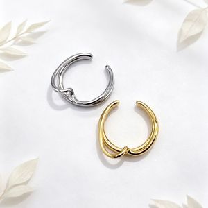 yunnique Minimalist Geometric <b>Open</b> <b>Ring</b> Gold Silver Plated Titanium Steel Unisex Index Finger Fashion Jewelry Daily Wear - Product Image 2