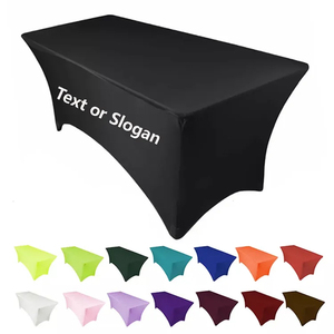 Custom Printed Logo <b>Table</b> Cover for Weddings and Parties Rectangle Black Spandex <b>Table</b> <b>Cloth</b> Reusable Wedding Decoration - Product Image 1
