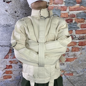 Veste de contention en toile robuste avec boucles métalliques pour la rétention maniaco-dépressive, combinaison de retenue pour l'asile, vêtement de bondage pour la psychiatrie et le <span class=keywords><strong>BDSM</strong></span> - Product Image 6
