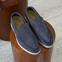 Herren Italienischer Stil Echtleder Wildleder Slipper Leichte Flache Casual Geh- und Anzugschuhe