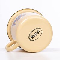 Tasse en émail écologique beige de 350ml avec design de vagues de soleil de plage de surf Style mignon pour équipement de camping ou utilisation en vrac