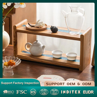 Étagère de présentation à 2 niveaux en bois et résine pour tasses à café, support de rangement pour épices de comptoir, organiseur de bureau