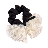 Edles Bowknot Haar gummi Double-Layer Lace Elastic Band Elegantes besticktes Retro-Design Sanftes Haars eil im koreanischen Stil für Kinder