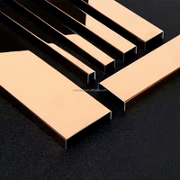 Profilé de carrelage en acier inoxydable 304 en forme de U, 2,4 m, finition miroir, finition brossée, profilé de carrelage décoratif pour hôtel, villa