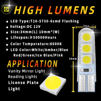 HOLY T10 Silicone LED 6 SMD 5050 W5W Wedge Côté Licence Lampe Ampoule 8 couleurs Voiture Led Atmosphère Liseuse