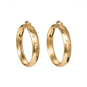 Orecchini a Cerchio Placcati Oro Afrodite con Motivo a Stella, Gioielli Classici da Donna in Lega di Zinco E4477 - Product Image 1