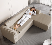 Canapé modulaire en tissu crème moderne avec rembourrage en mousse pour salon, appartement, hôtel