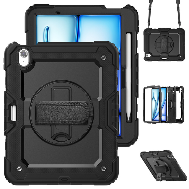 Tablet Cases for iPad Air11 Air 11 2024 M2 Case 11.0'' for iPad Air 11 2025 M3 Cover Silicone Stand Rotating Hand Strap Shell