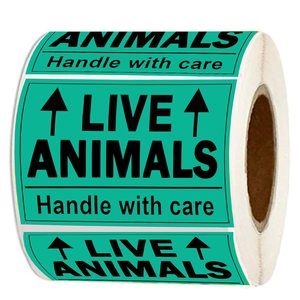 Etiqueta de Envío para Animales Vivos Medianos, 2x3 Pulgadas, Autoadhesiva, Rectangular, Frágil, Manipular con Cuidado, Etiqueta de Embalaje Logístico - Product Image 1