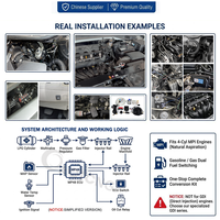 Kit completo de autogás LPG ACT de 4 cilindros con arnés de cableado completo, reductor, inyector y riel para la conversión de vehículos de gasolina.