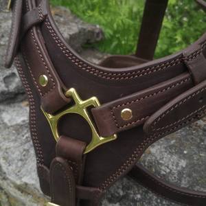 ハンドル付き手作りレザードッグハーネスヘビーデューティーウォーキングトレーニングキャットペットベストソフトミディアムラージドッグハーネス - Product Image 4