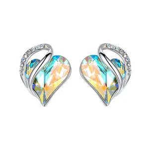 DAIHE Fashion New Love Ocean Heart 12 colori Crystal Stud Earring Birthstone orecchini Design per Piercing