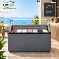 Vitrine Réfrigérée Commerciale pour Crèmes Glacées et Gelatos avec Plateau en Verre pour Café, Restaurant, Boutique