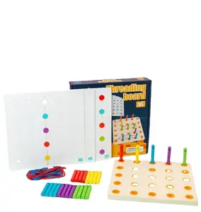 Tablero de enhebrado para niños, entrenamiento de pensamiento lógico para bebés, Manual, juguetes educativos para el cerebro, Montessori de madera, Unisex, divertido, fácil, 1 Juego