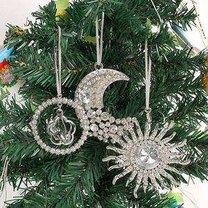 Pendentifs en plastique petits et mignons Lune et Soleil, décorations de sapin de Noël, ornements en strass, arrangements créatifs, fournitures de fêtes - Product Image 2