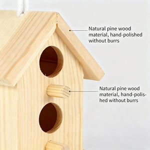 3 parça yenilikçi açık ahşap <span class=keywords><strong>Birdhouse</strong></span> dekore kuş yuvalama kutusu bitmemiş <span class=keywords><strong>Birdhouse</strong></span> açık bahçe için - Product Image 3