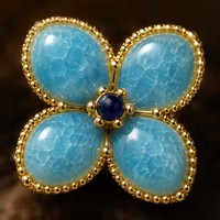 Ensemble Collier, Boucles d'Oreilles et Bracelet Fleur Opale Plaqué Or Style Médiéval Vintage en Alliage 80G 20G 40G